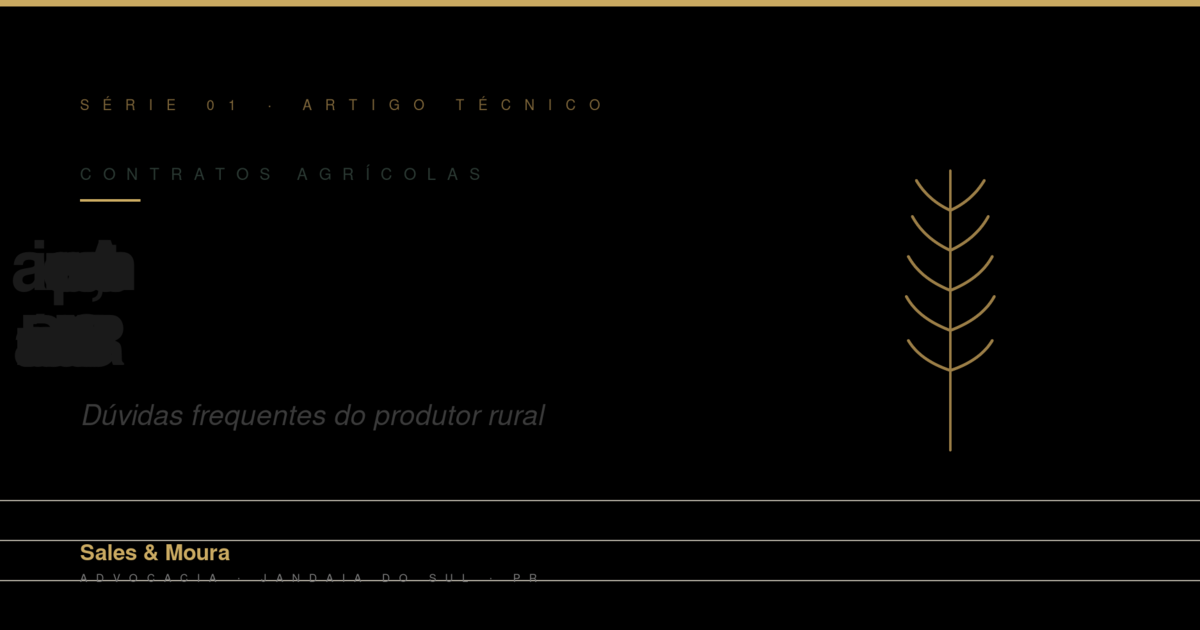 Capa editorial — Arrendamento, parceria e CPR no Norte do Paraná